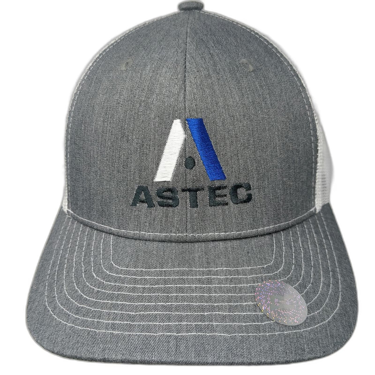 Direct Caps Astec Trucker Hat Gray One Size Mesh Back Snapback Logo Embroidery