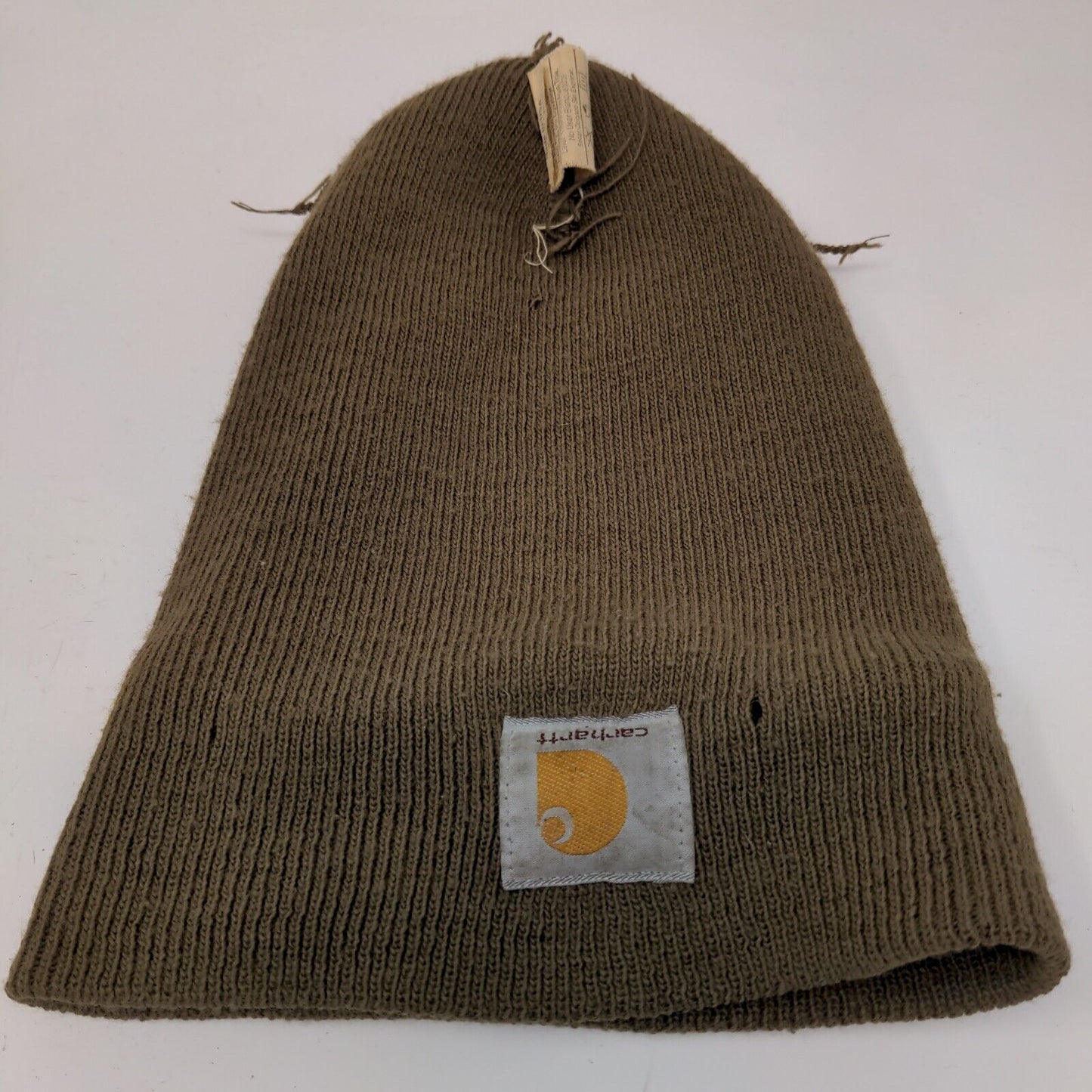 Carhartt Men's Knit Beanie Hat Cap Brown Size OSFA Patch Logo Vintage Made USA