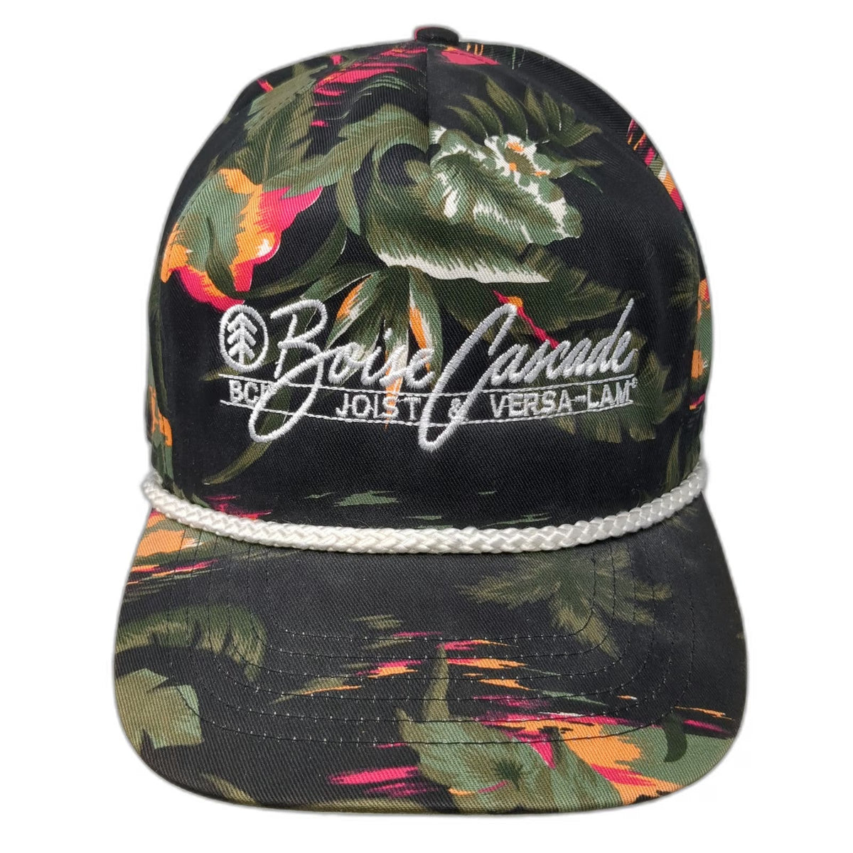San Sun 5 Panel Black One Size Boise Cascade Joist Rope Floral Snapback Hat Logo