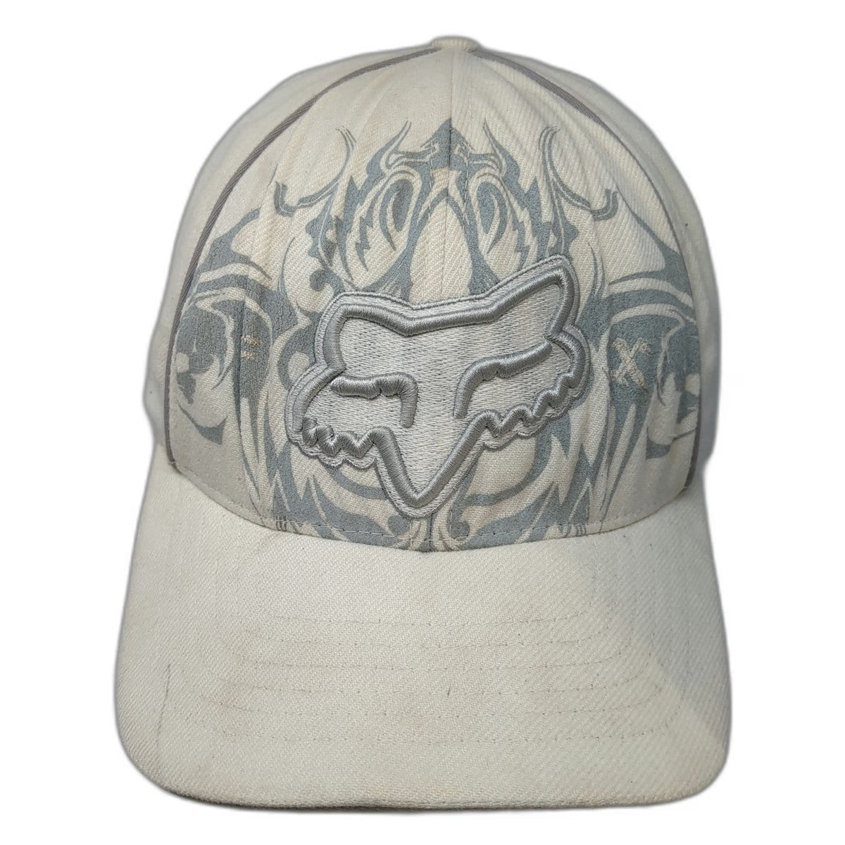 Fox Baseball Cap White M Flexfit Tribal Graphic Embroidered Logo Hat Motocross