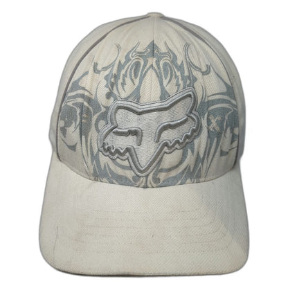 Fox Baseball Cap White M Flexfit Tribal Graphic Embroidered Logo Hat Motocross
