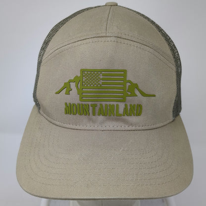 Richardson Trucker Hat Beige Green One Size 7 Panel Mountainland American Flag