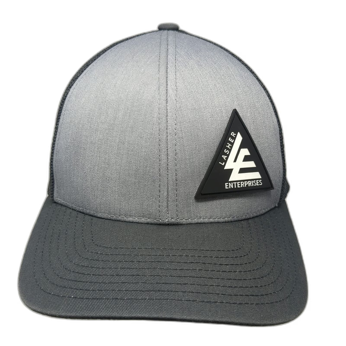 Pacific Headwear Trucker Hat Gray One Size Snapback Lasher Enterprises Logo Mesh