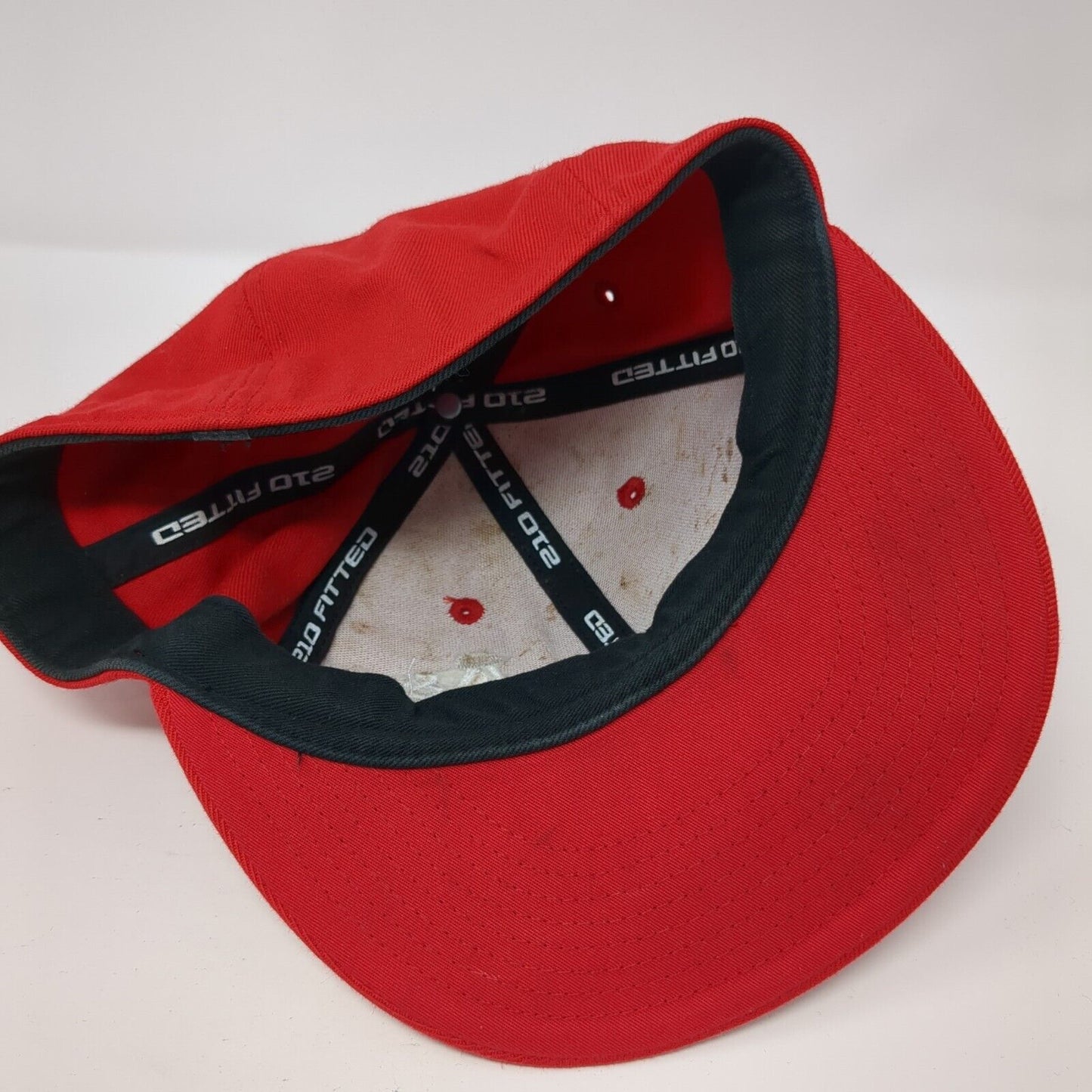 A&Z 210 Fitted Hat Red 6 7/8-7 1/4 Embroidered Vented Holes 6 Panel