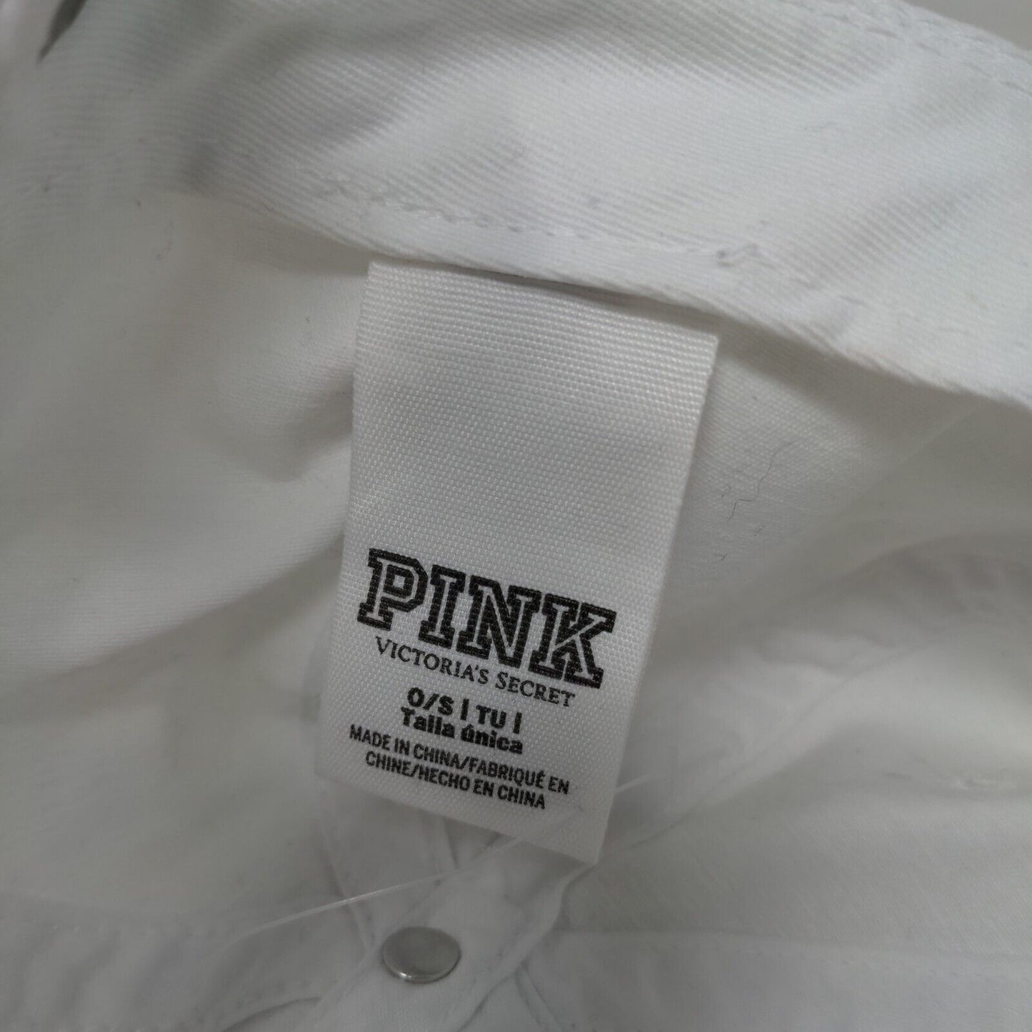 PINK Victoria's Secret Slideback Hat White OS Adjustable Embroidered Cotton