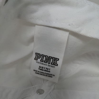 PINK Victoria's Secret Slideback Hat White OS Adjustable Embroidered Cotton