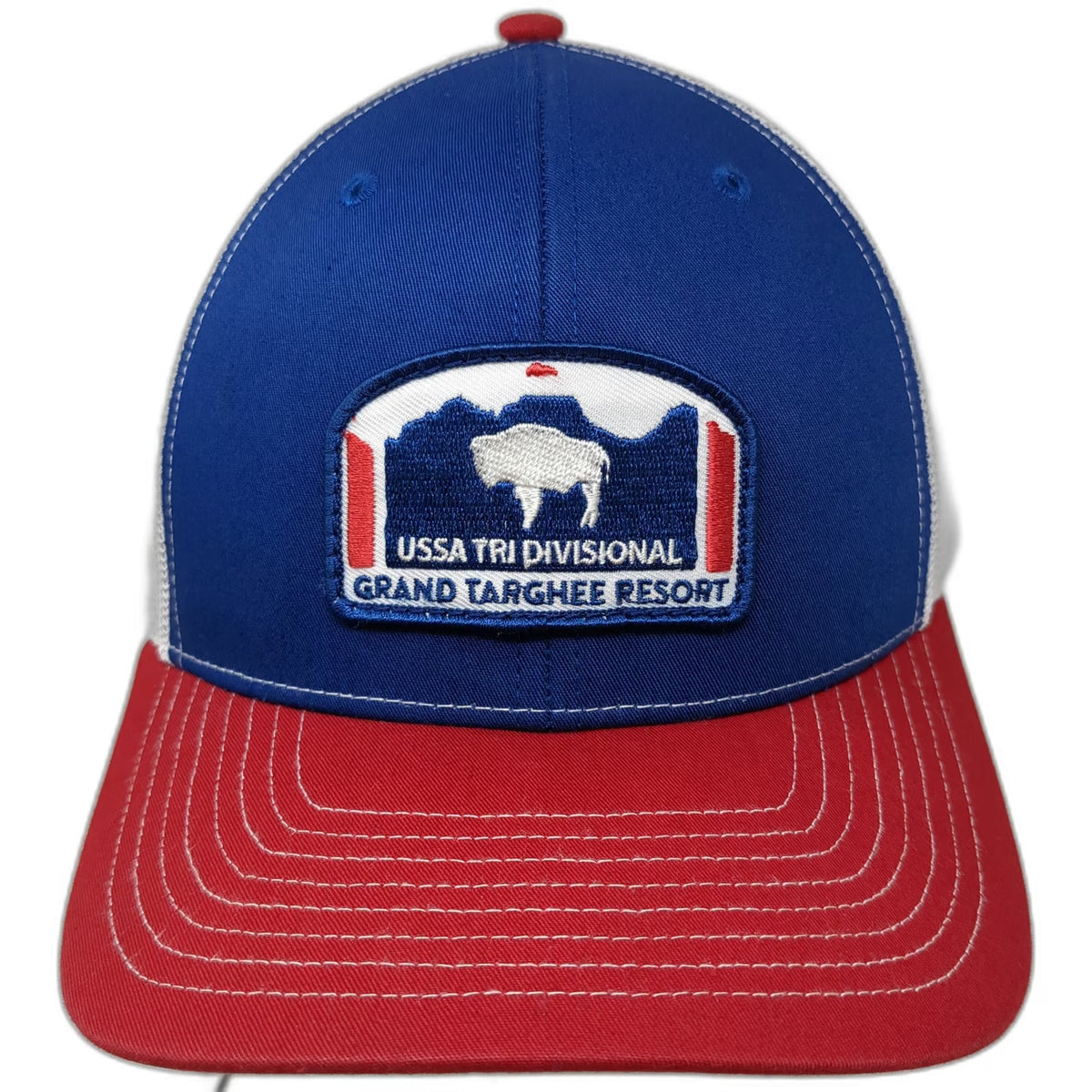 Richardson Trucker Hat Blue OSFM USSA Tri Divisional Grand Targhee Resort Bison