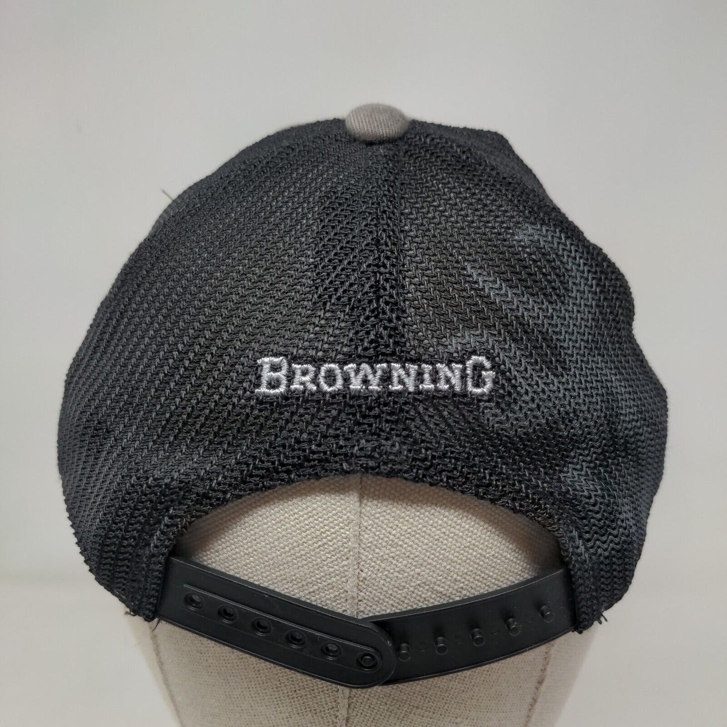 Browning Snapback Mesh Back Trucker Hat Gray One Size Embroidered Logo