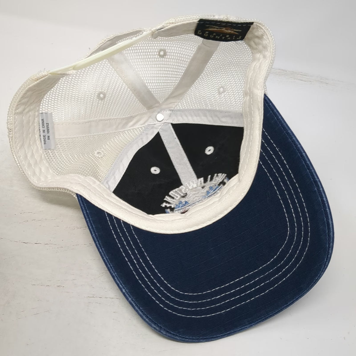 Fair Mountain Trucker Hat Blue White One Size Yellowstone National Park Bear