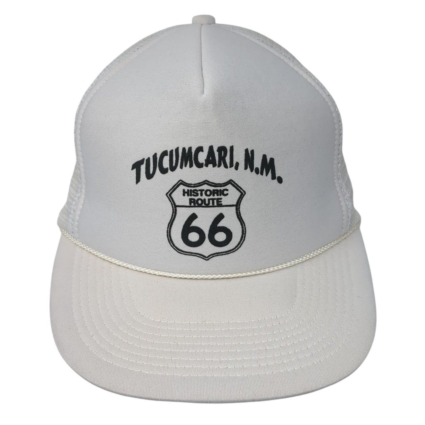 Tucumcari NM Historic Route 66 Snapback Rope Trucker Hat White One Size