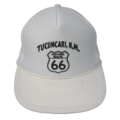 Tucumcari NM Historic Route 66 Snapback Rope Trucker Hat White One Size