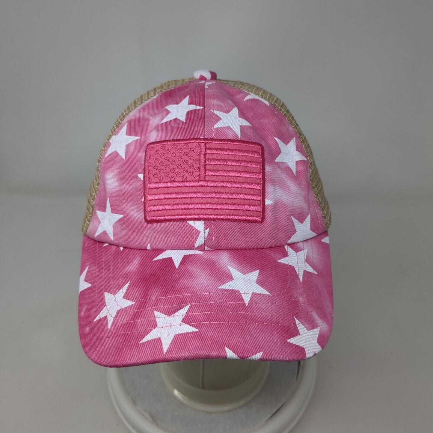 American Flag Strapback Trucker Hat Multi Kids Mesh Back Ponytail