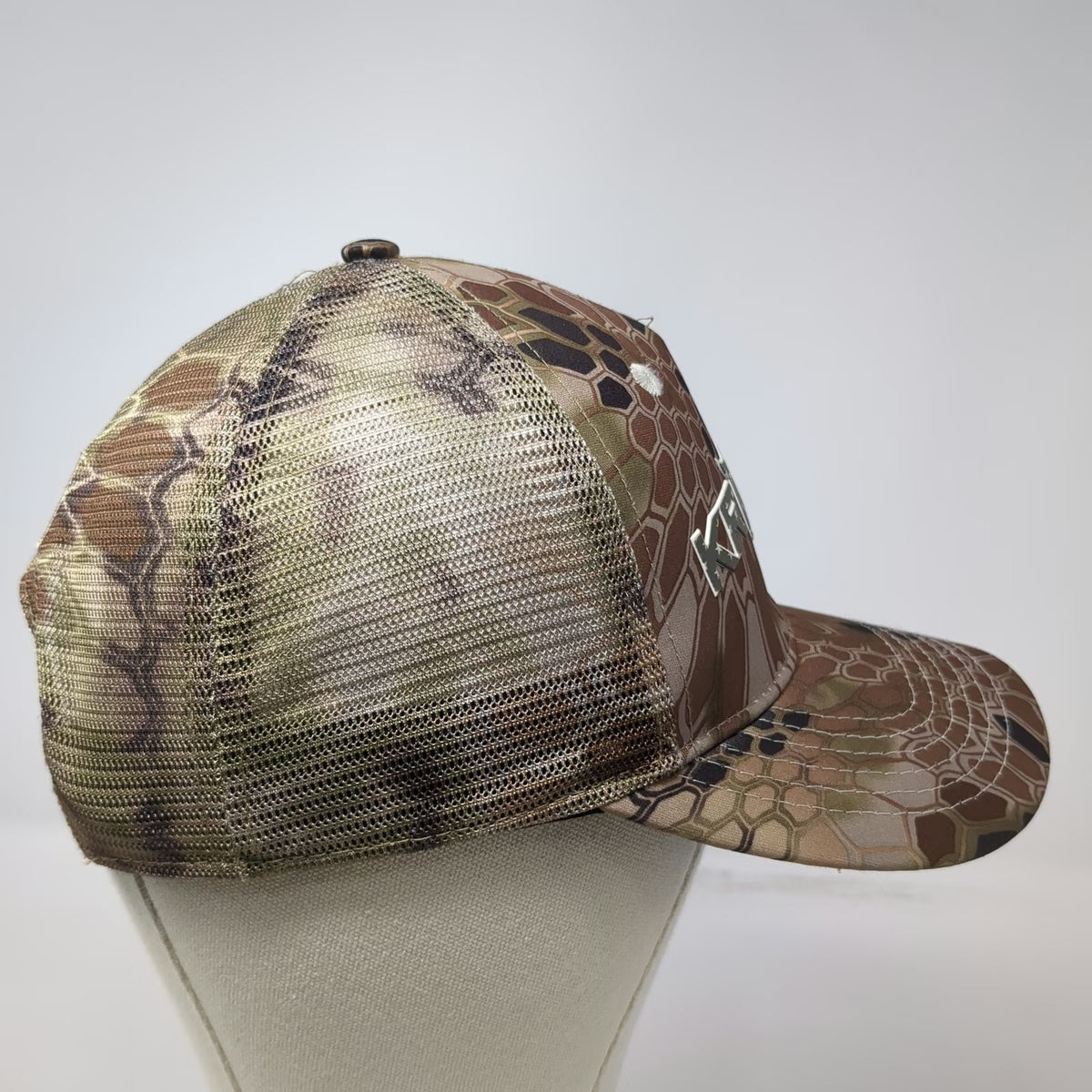 Kryptek Trucker Hat Brown Beige One Size Mesh Back Camo USA Flag Snapback