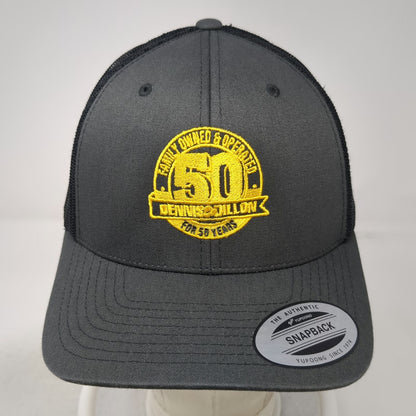 Yupoong Trucker Hat Gray Black Yellow One Size Dennis Dillon 50 Years Snapback