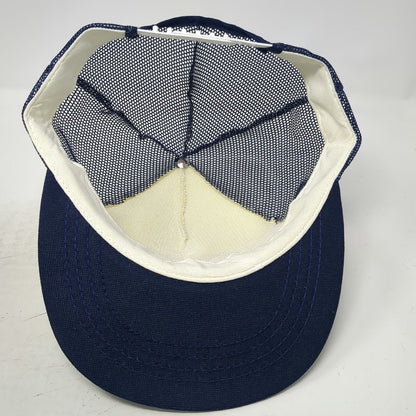 Pozzi Wood Windows Doors Trucker Hat Blue White Mesh Back Snapback USA Vintage