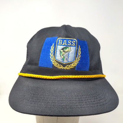 Innovative Products Mens Snapback Mesh Back Hat Black OSFA Vintage Bass Logo USA