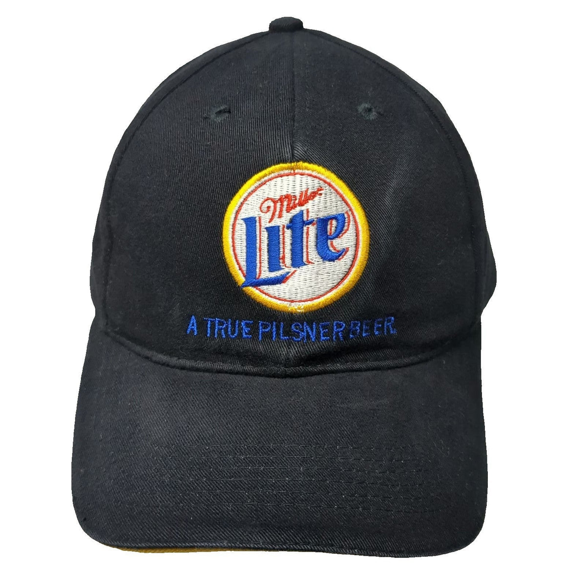 Miller Lite Beer Embroidered Baseball Cap Black One Size Cotton Slideback Hat