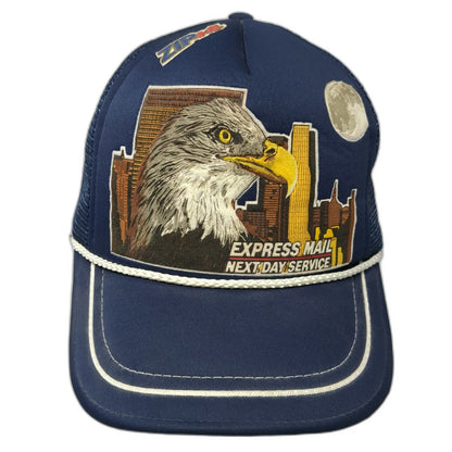 U.S. Crownco USPS Express Mail Eagle NYC Skyline Blue Trucker Hat One Size Rope