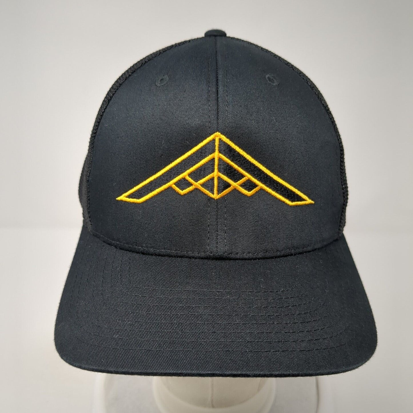 Richardson Mesh Back Trucker Hat Black One Size Flexfit Embroidered Logo