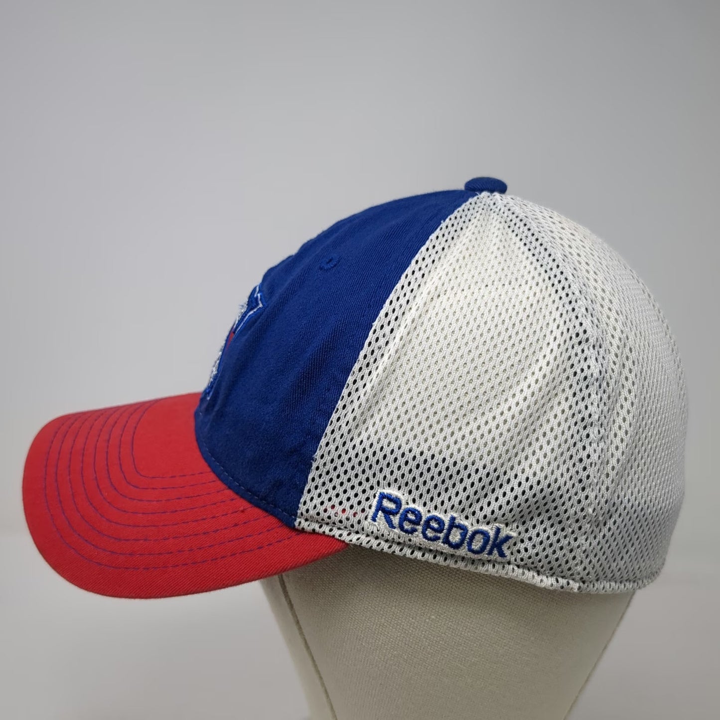 Reebok New York Rangers NHL Blue Red White XL Mesh Back Stretch Fit Shield Hat