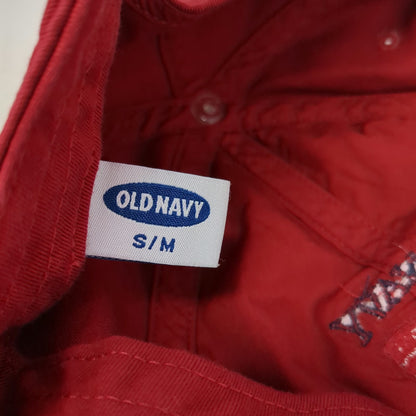 Old Navy Baseball Red S/M Slideback 2002 American Flag Embroidered Cotton Hat