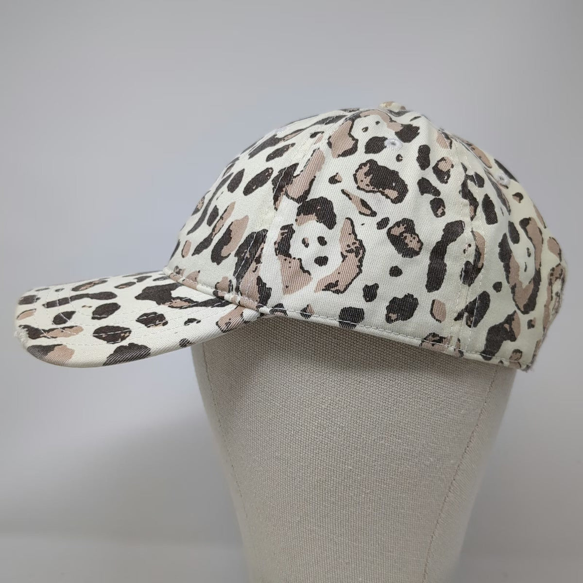 Aerie Baseball Cap White One Size Animal Print Leopard Distressed Brim Hat