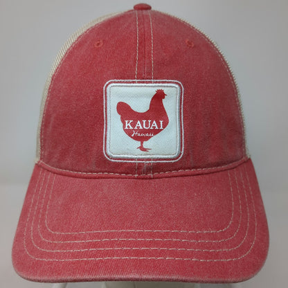 Aloha Hawaii Baseball Cap Red One Size Mesh Back Kauai Chicken Patch Travel Hat