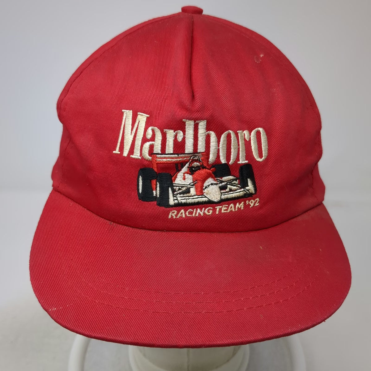 Vanguard 5 Panel Red Marlboro Racing Team 92 Formula 1 Car Snapback Hat Vintage