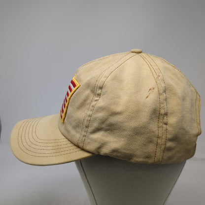 P-Tag Baseball Cap Hat Beige American Flag Patch USA Made Slideback Vintage