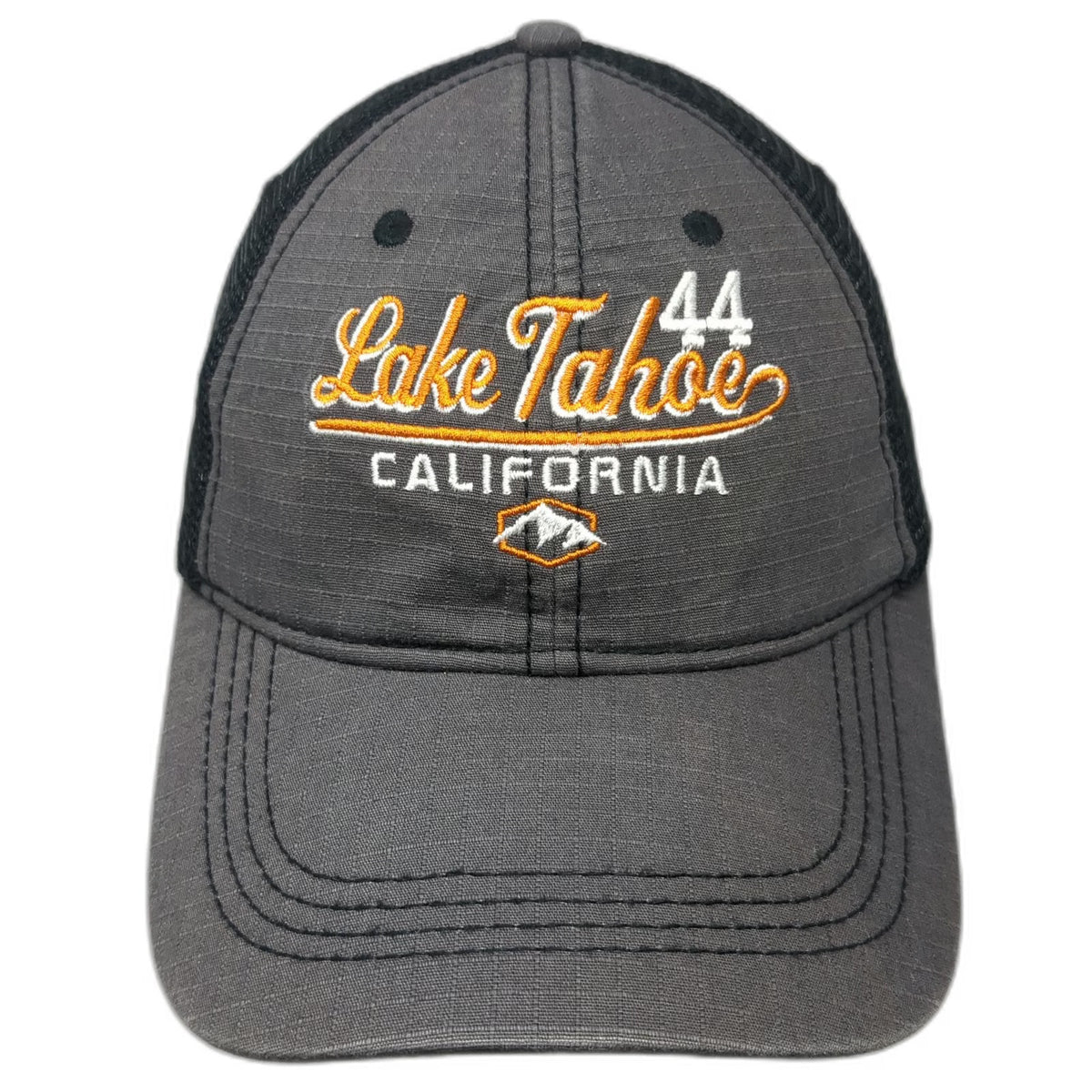 Mountain Trucker Hat Gray Black Orange White One Size Snapback Lake Tahoe Mesh