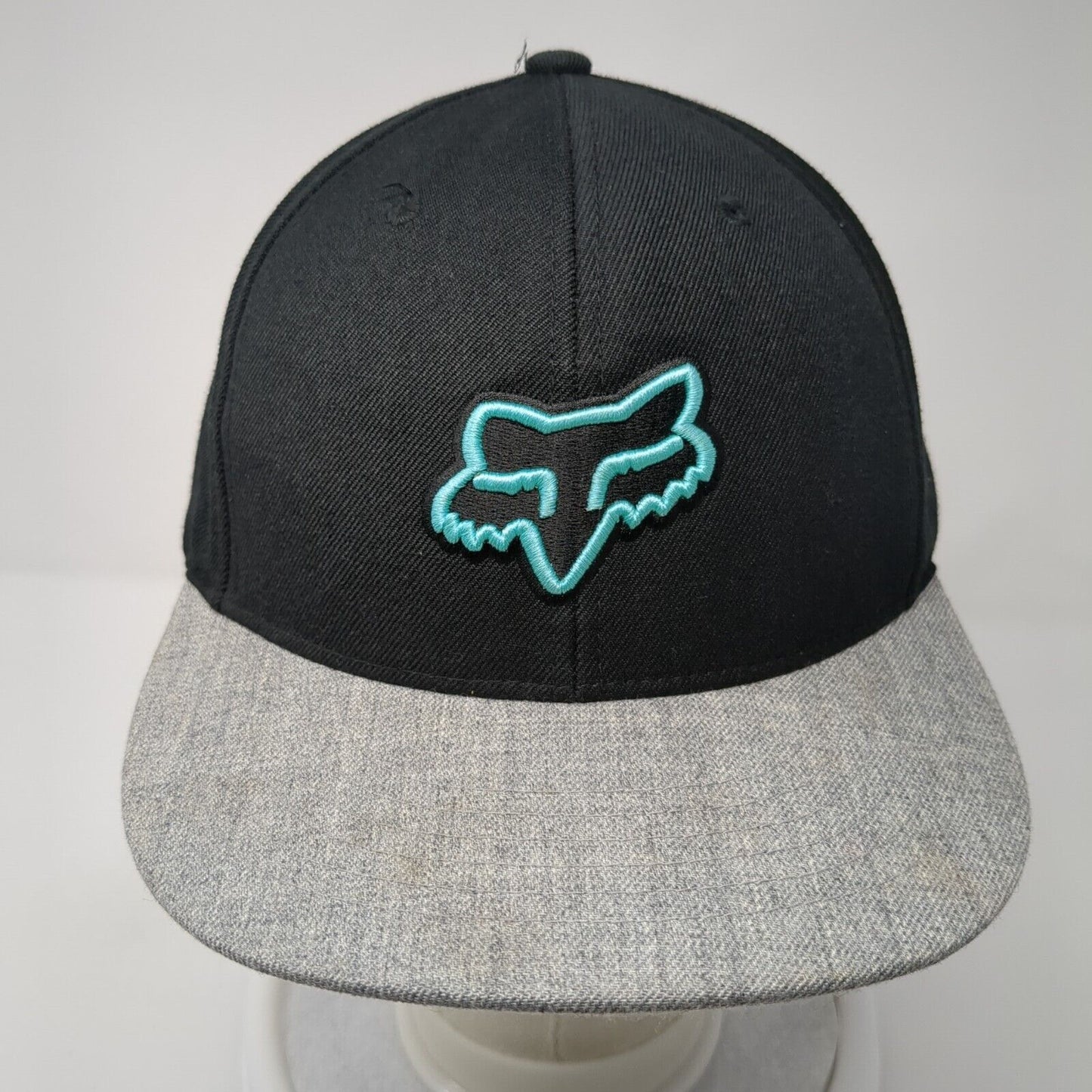 Fox Snapback Hat Black One Size Adjustable Embroidered Colorblock
