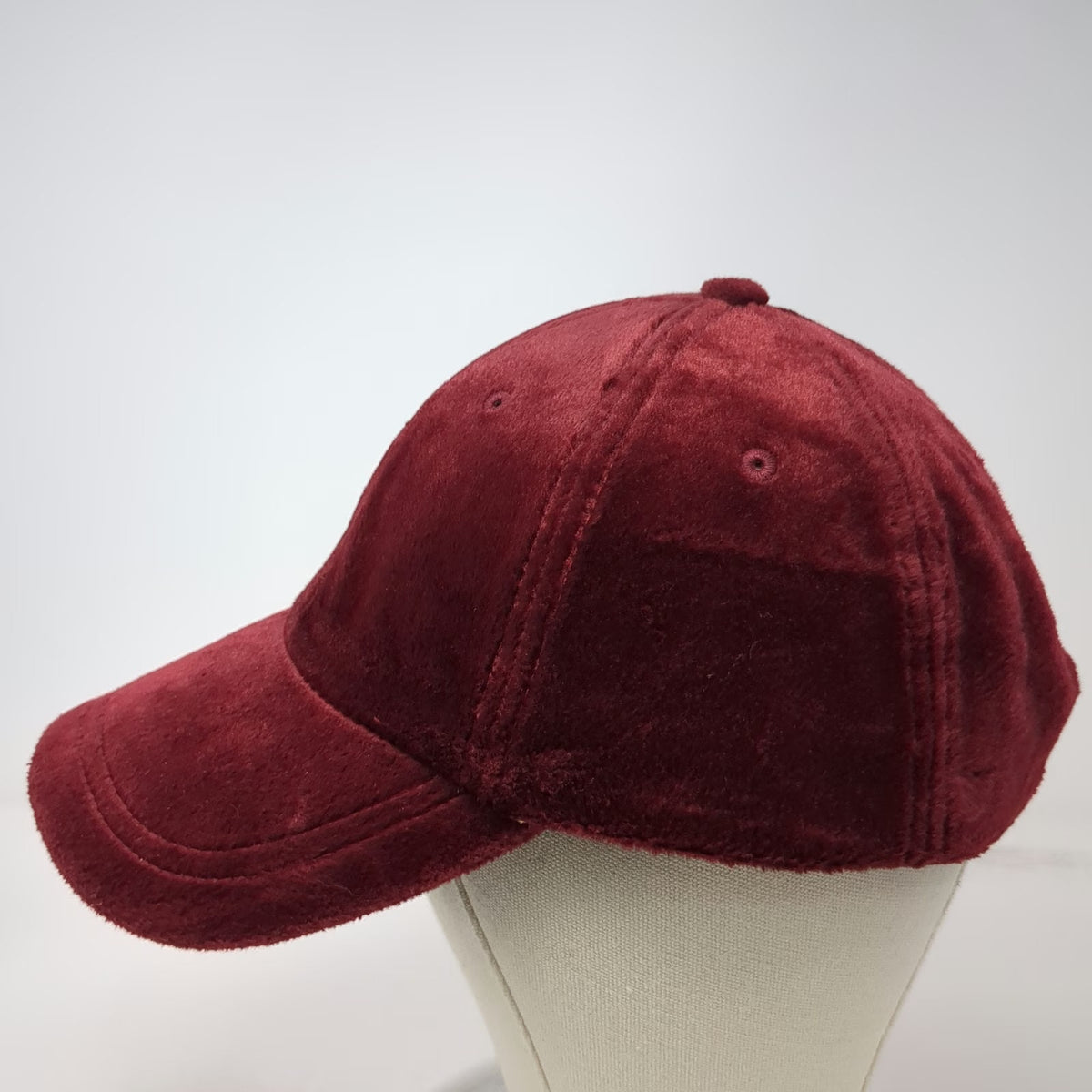 Microfur Baseball Cap Red One Size Plush Fuzzy Fleece Strapback Warm Soft Hat