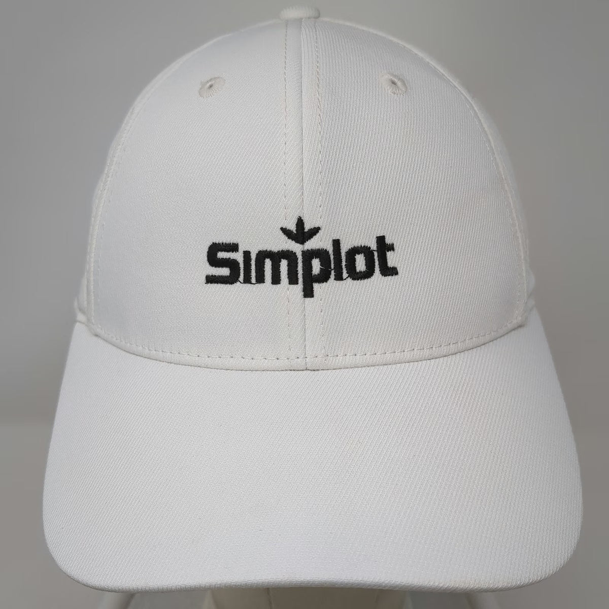 OGIO Baseball Cap White M Simplot Logo Stretch Fit Curved Brim Performance Hat