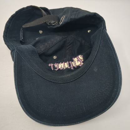 Zipper Slideback Hat Black One Size Adjustable Embroidered Alternative