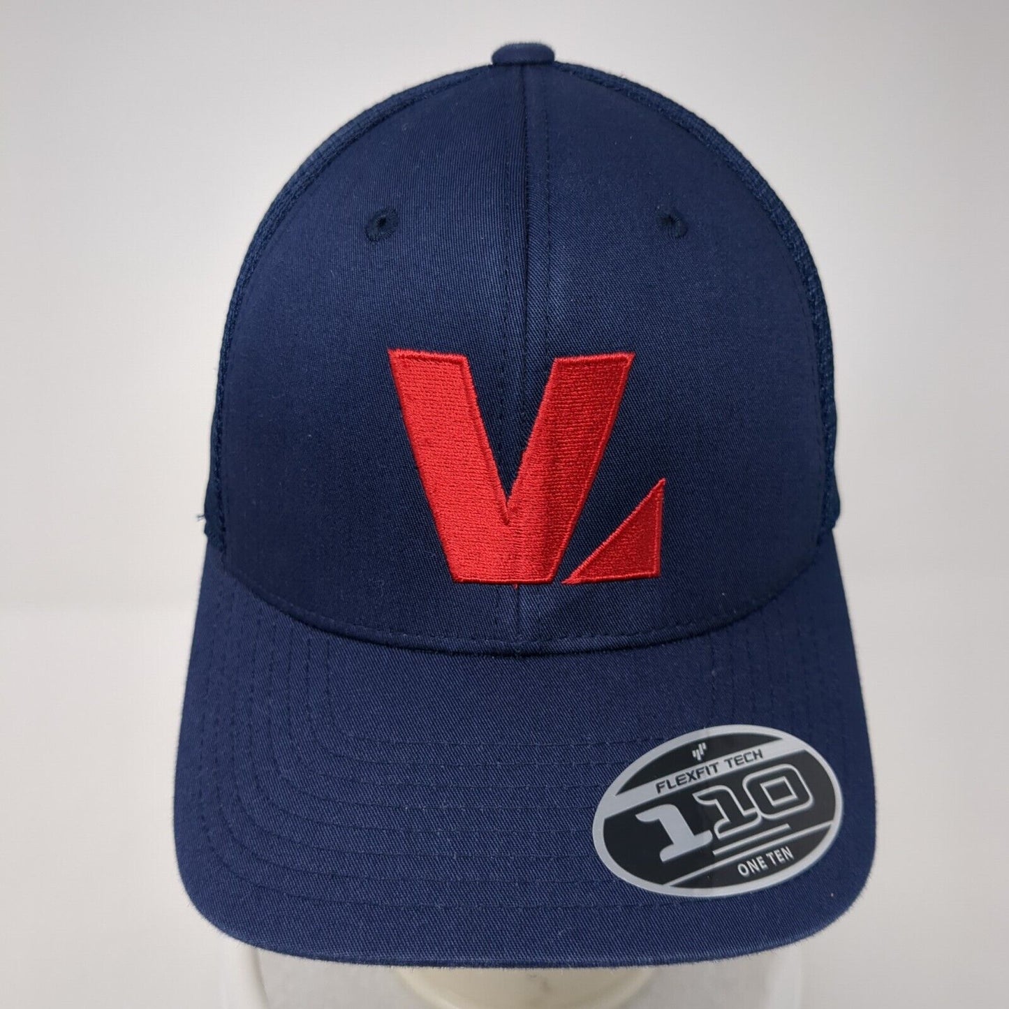 V Snapback Trucker Hat Blue OS Adjustable 110 Flexfit Mesh Back Port Authority