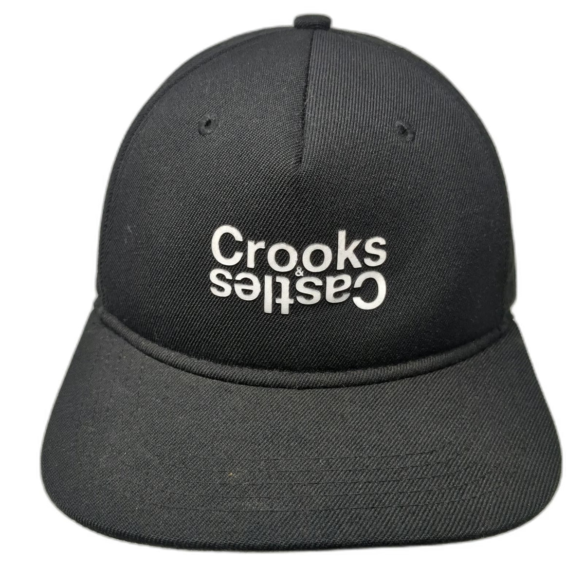 Crooks & Castles Snapback Black One Size Hat Inverted Logo Gold Pin Graphic Brim