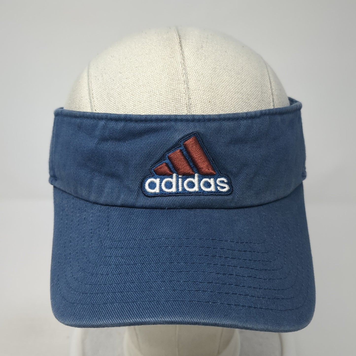 Adidas 3 Stripes Logo Slideback Visor Hat Blue One Size Adjustable
