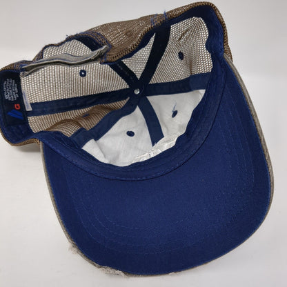 Aviators Strapback Trucker Hat Brown One Size Adjustable Distressed Mesh Back