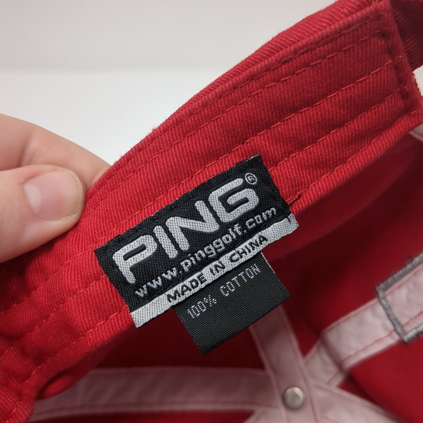 Ping Strapback Hat Red One Size Embroidered Solid 6 Panel Outdoor