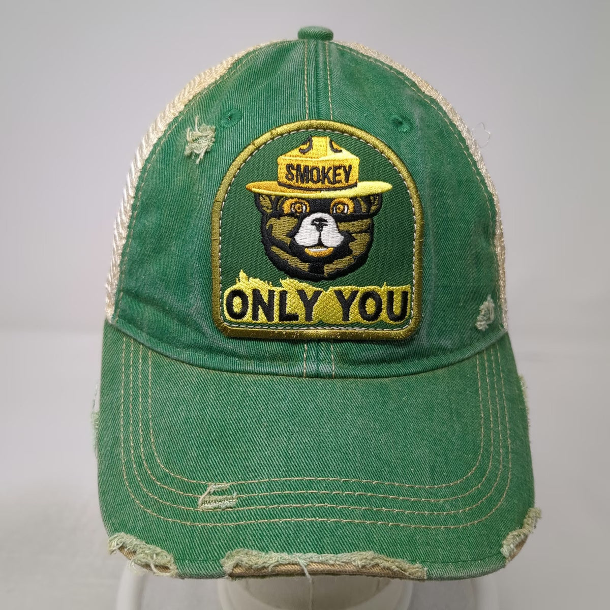 Headmost Trucker Hat Green One Size Smokey Bear Only You Patch Mesh Snapback