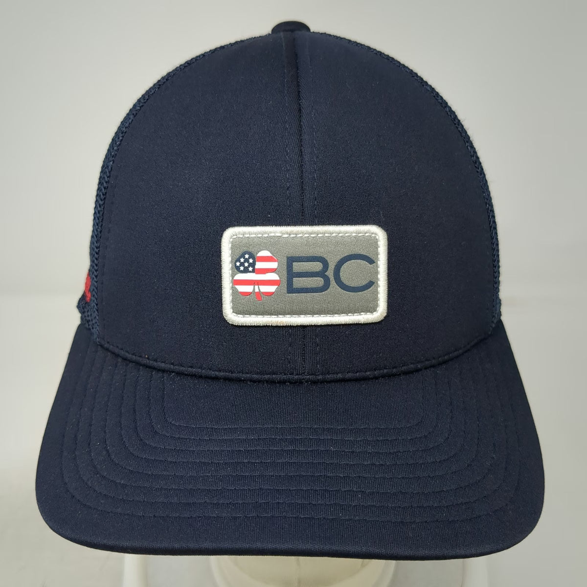 Snap-on Black Clover Trucker Hat Blue One Size Snapback Mesh USA Flag Clover