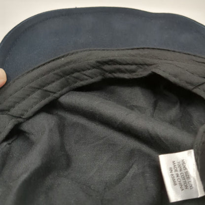 London Fog Newsboy Cap Blue XL 100% Cotton Elastic Back Twill Casual Solid Hat