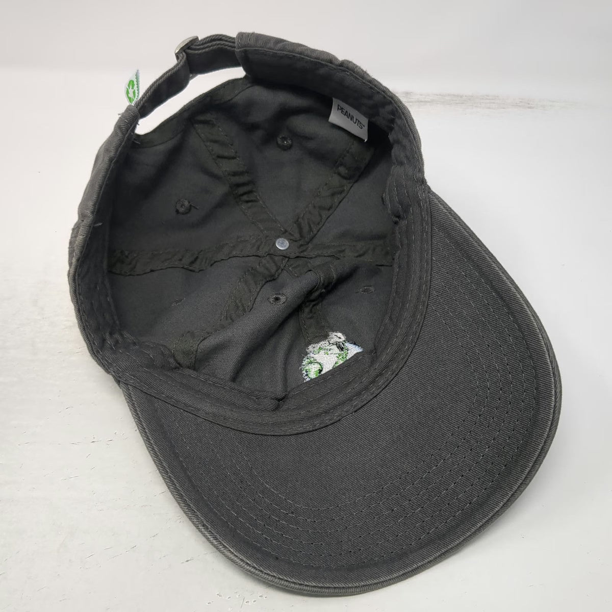 Peanuts Snoopy Keep It Green Earth Gray One Size Baseball Cap Hat Slideback