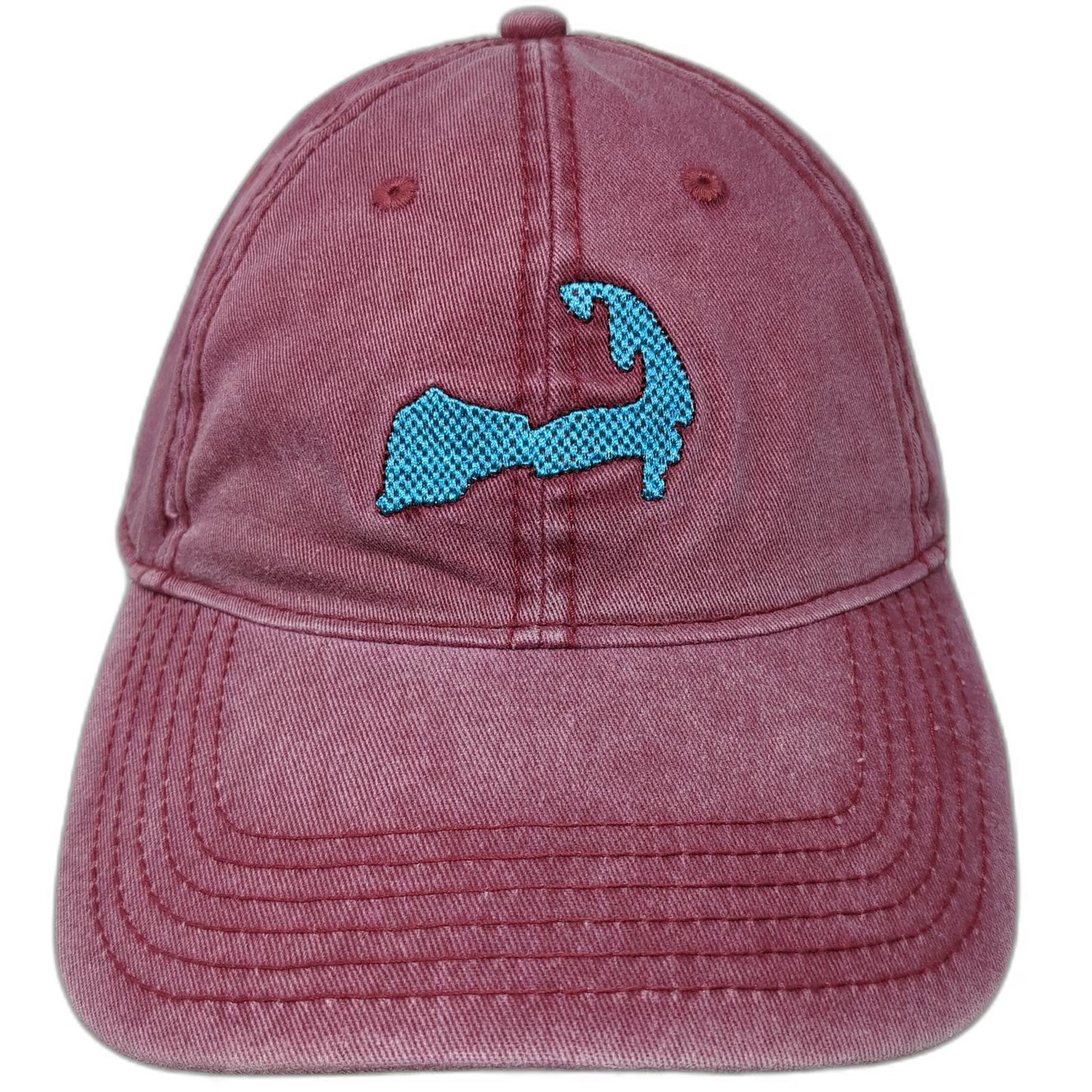Baseball Cap Red Blue One Size Cape Cod Map Embroidered Hat Slideback Strap