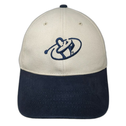 Play Big Golf Logo Beige Blue One Size Baseball Cap Hat Slideback Embroidered