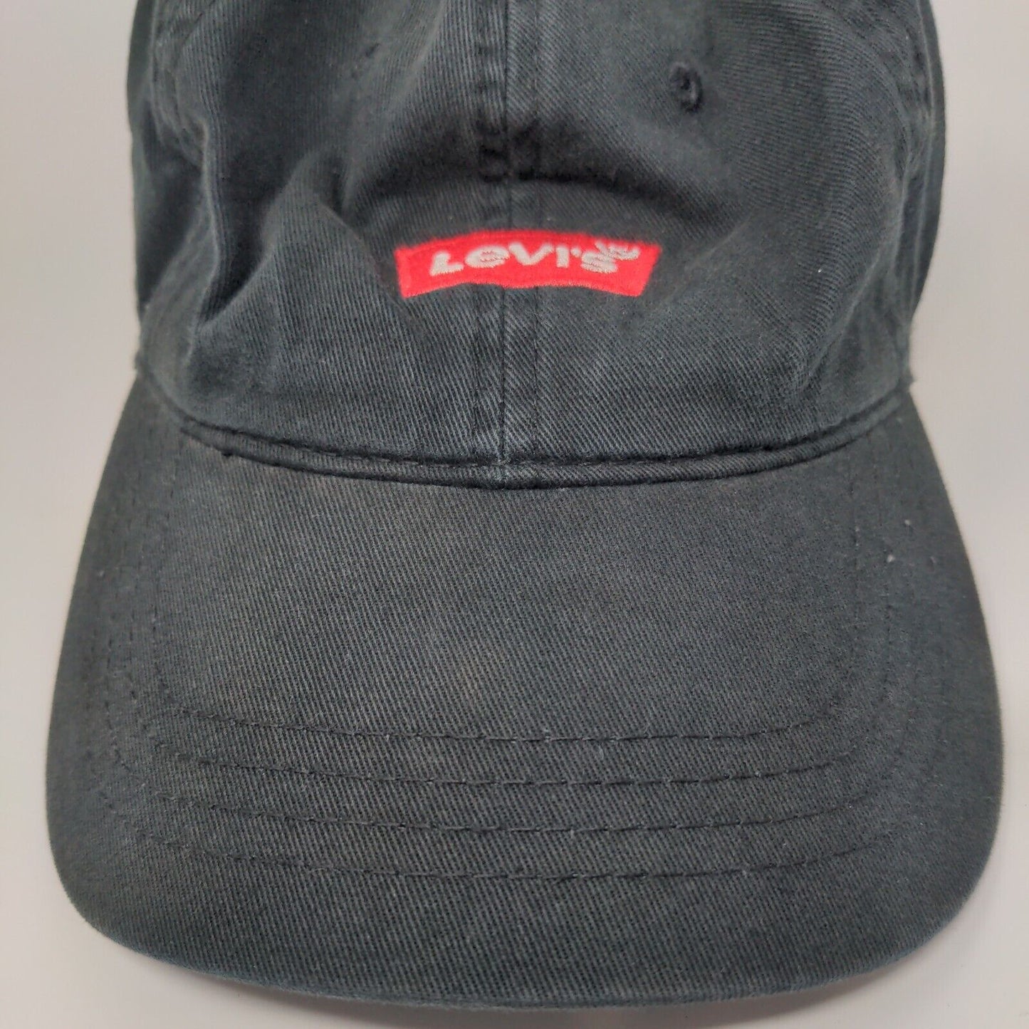 Levi's Slideback Hat Black One Size Adjustable Embroidered 6 Panel