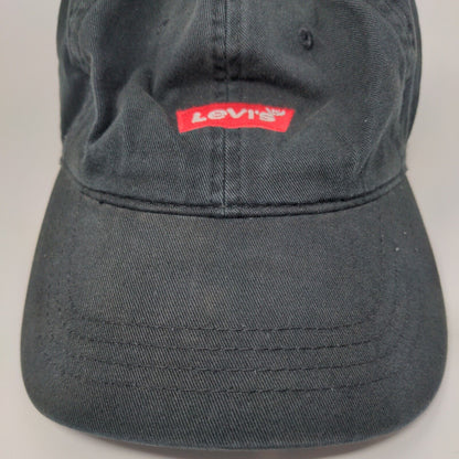 Levi's Slideback Hat Black One Size Adjustable Embroidered 6 Panel