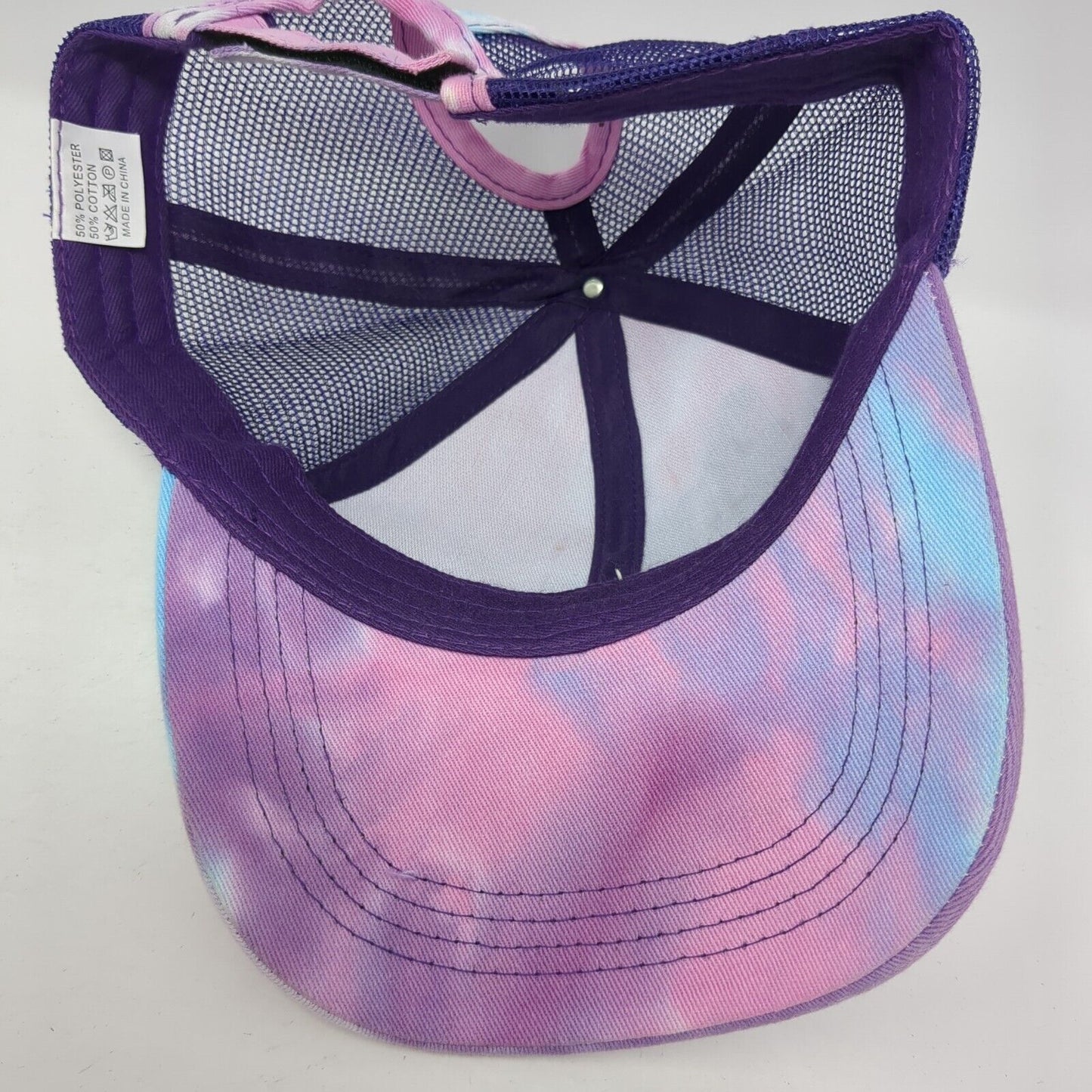 Unbranded Strapback Mesh Back Trucker Hat Multi One Size Tie Dye Ponytail