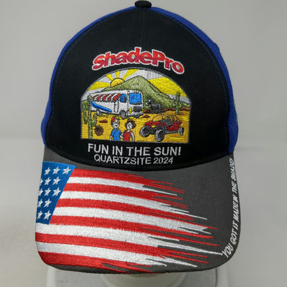 ShadePro Baseball Cap Blue Black Gray One Size American Flag Quartzsite RV Hat