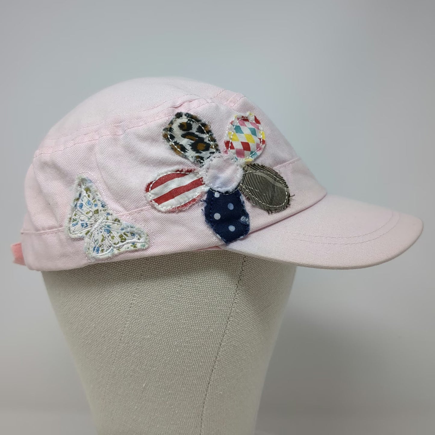 Army Cap Pink One Size Flower Butterfly Patch Cotton Strapback Cadet hat